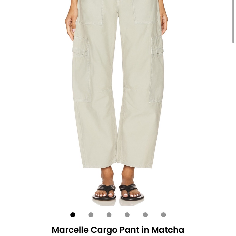 Citizens Of Humanity Marcelle Low Slung Wide Leg Cargo Pants in Matcha Color
